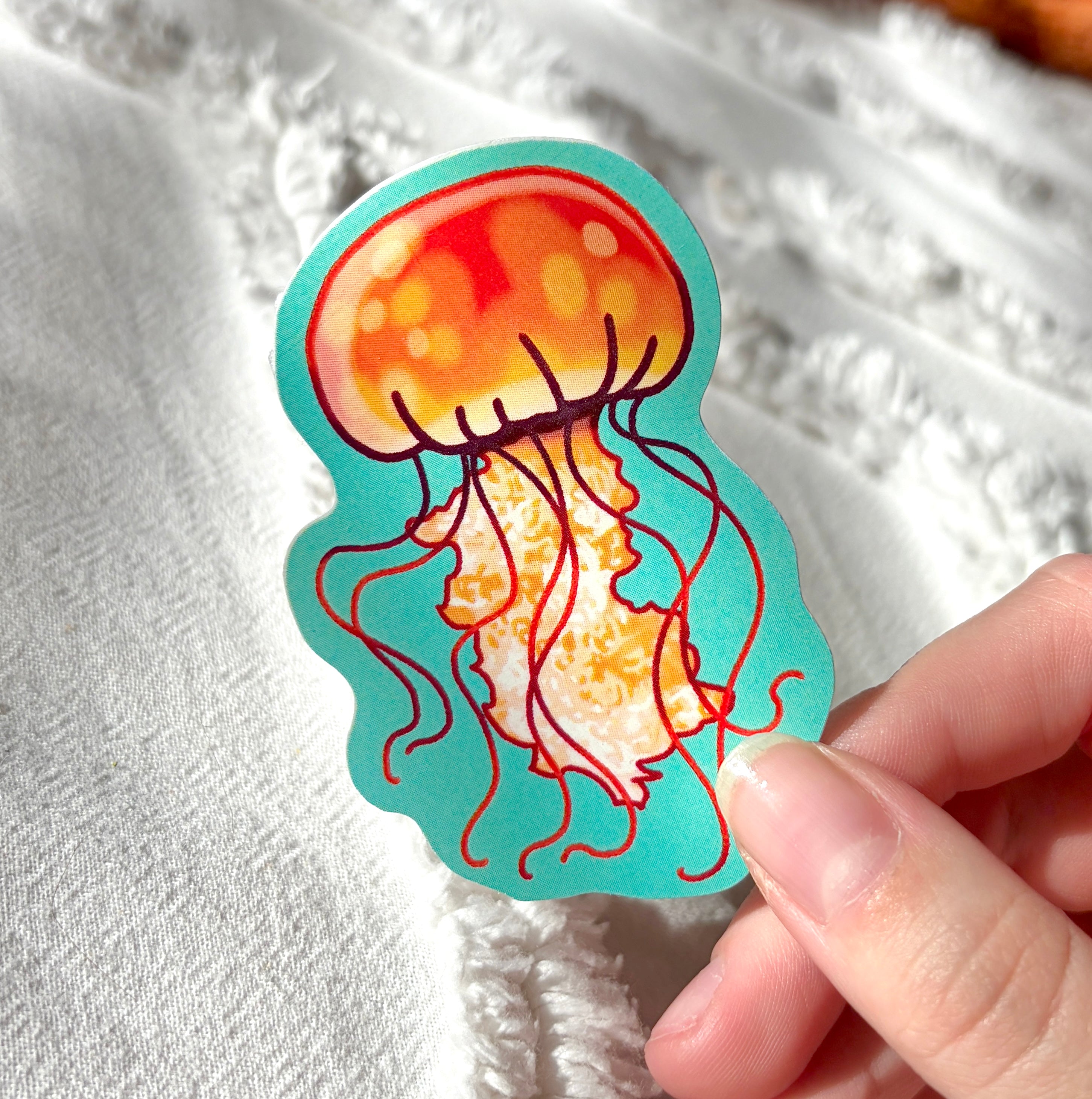 orange jellyfish sticker x3