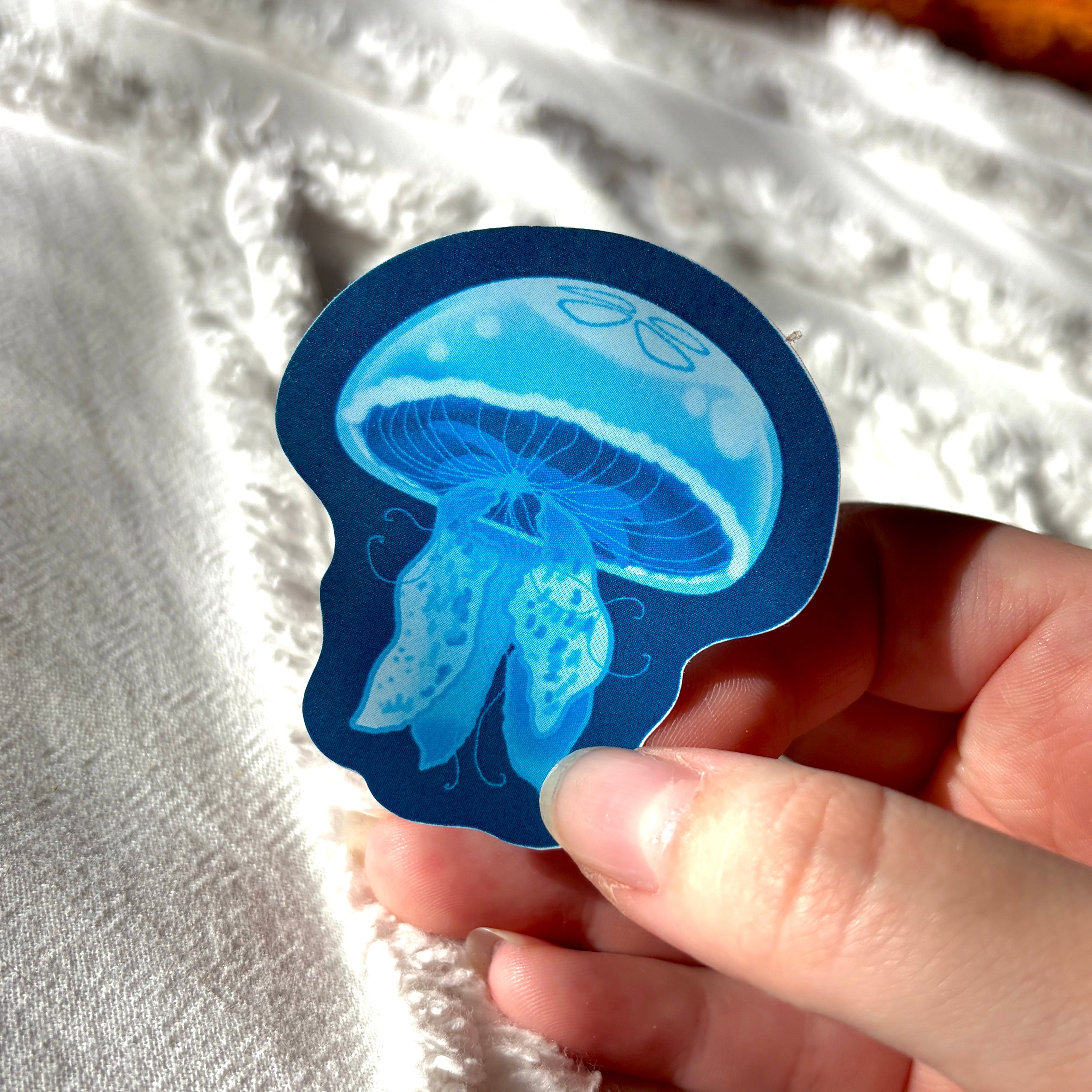 blue jellyfish sticker x3