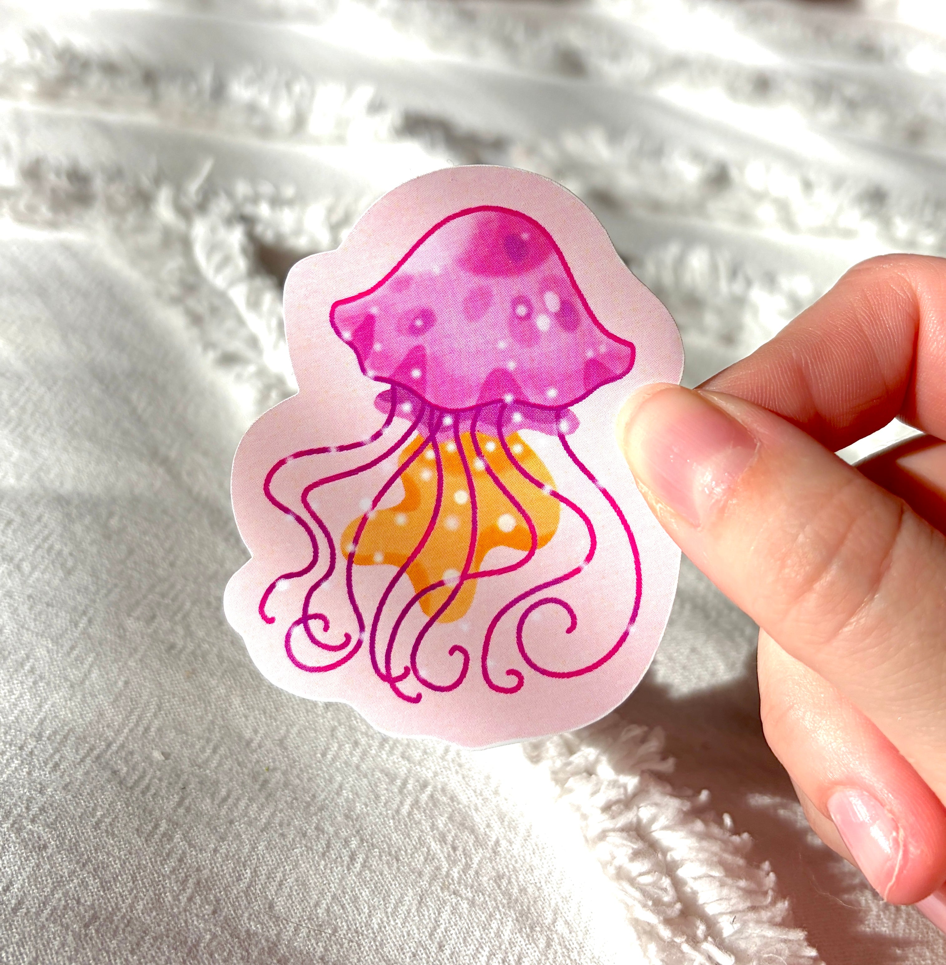 pink jellyfish sticker x3