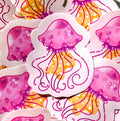 pink jellyfish sticker x3