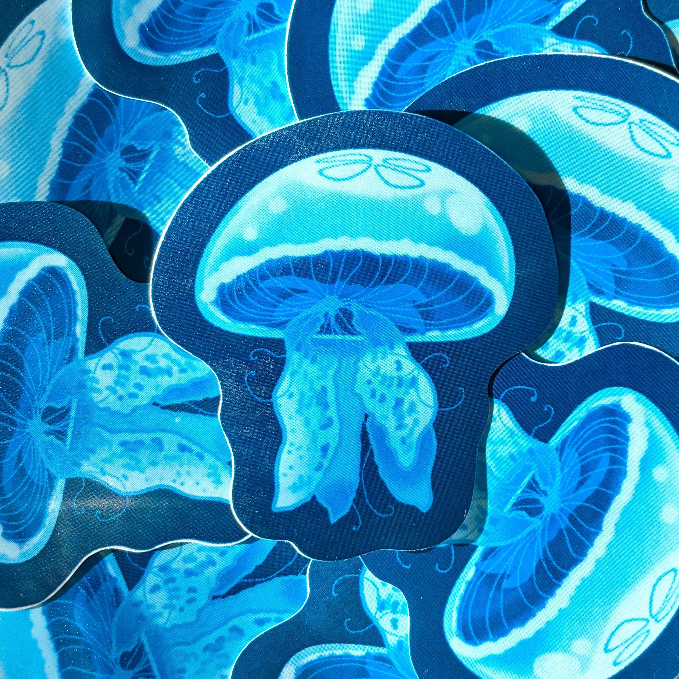 blue jellyfish sticker x3