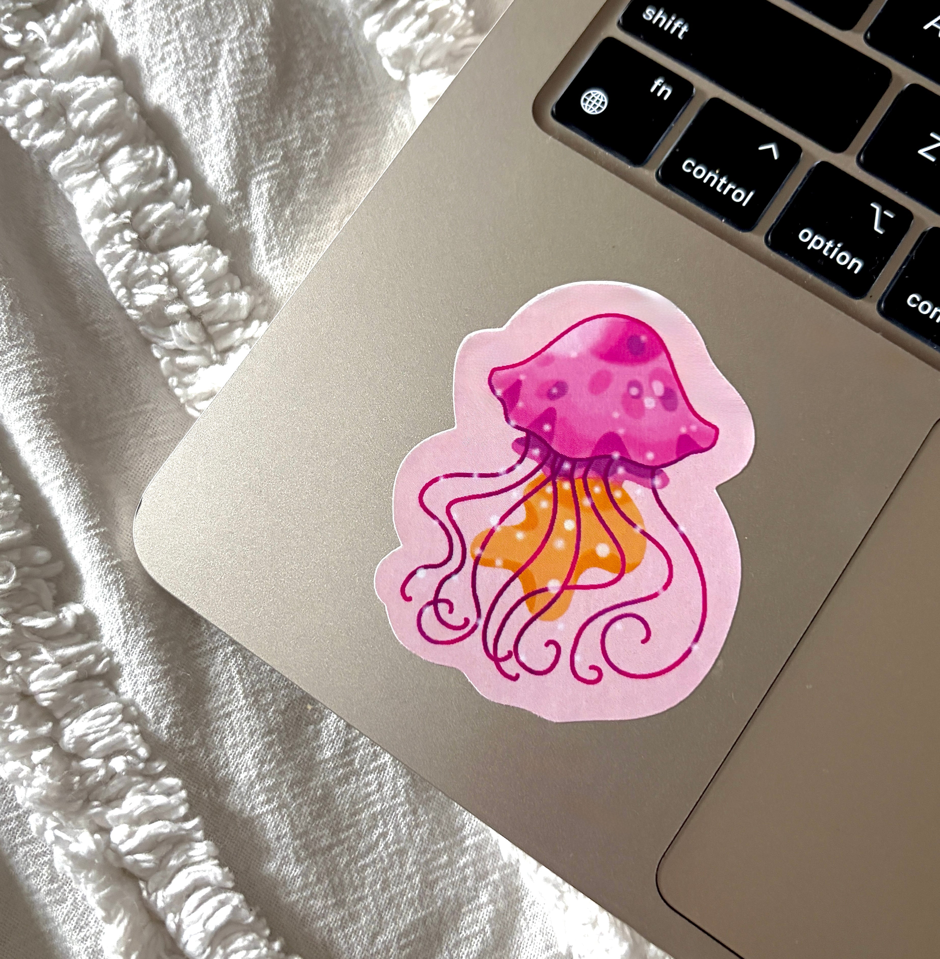 pink jellyfish sticker x3