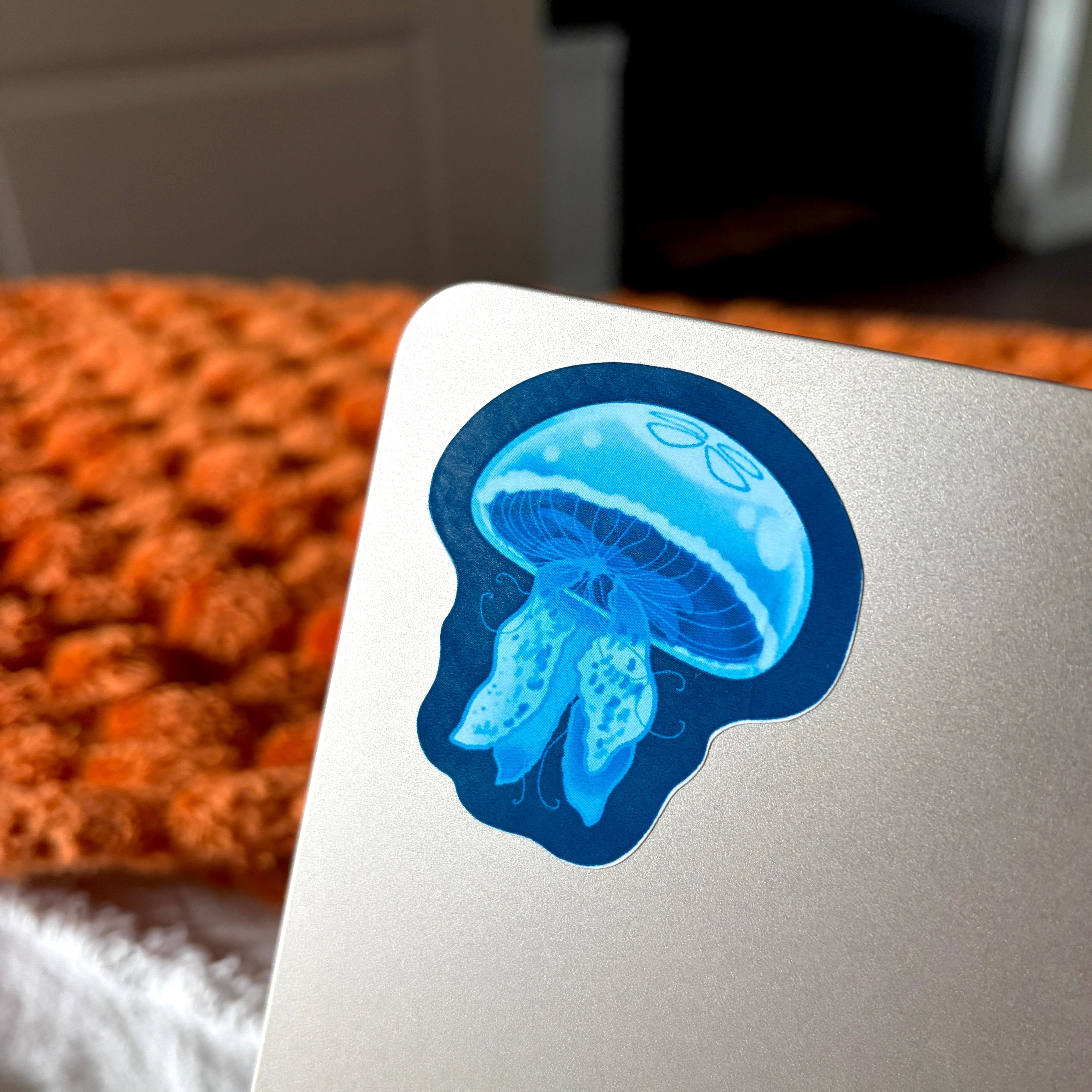 blue jellyfish sticker x3